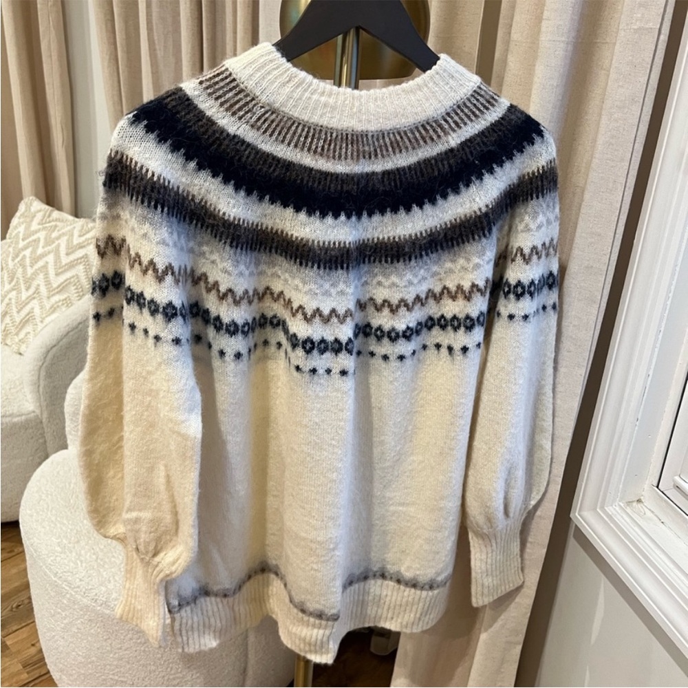 J Crew Fair Isle Puff Sleeve Sweater